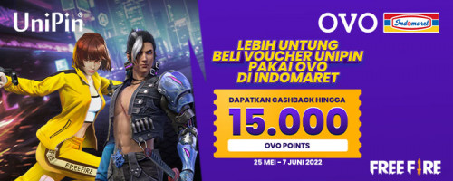 Dapatkan Cashback hingga 15000 OVO Points Setiap Belanja Voucher UniPin di Indomaret pakai OVO